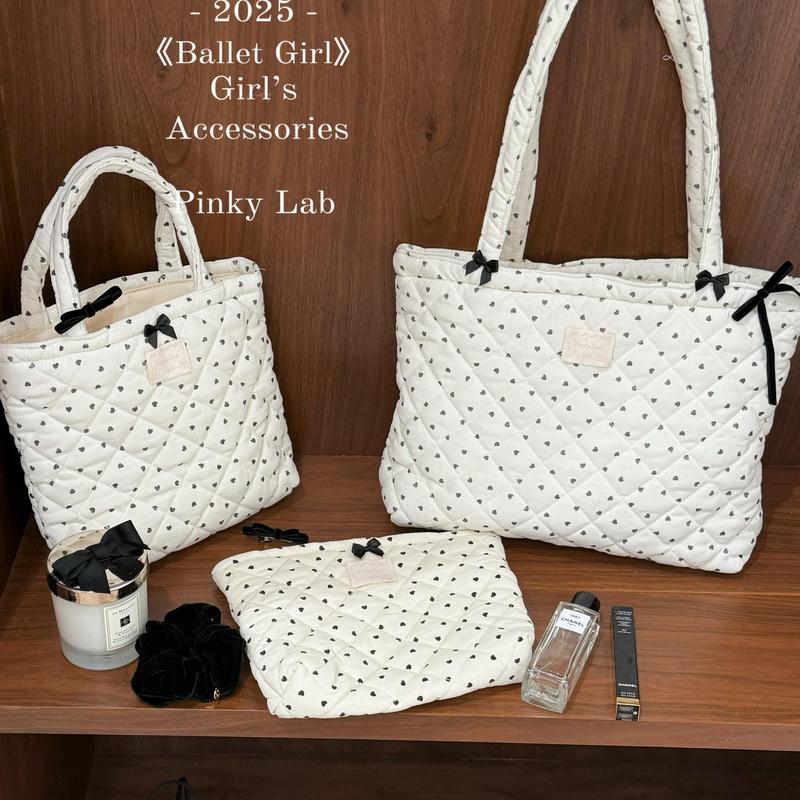 Pinky Lab/Sweetheart Milk Foam Original Polka Dot Velvet Girl Sewing Storage Pillow Bag Tote Handbag
