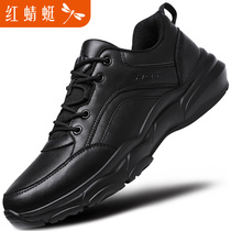 Red Dragonfly Mens Shoes Leather Face Sports Leather Shoes Light Brands Men Soft-bottom Waterproof Casual Shoes Summer Travel Shoes