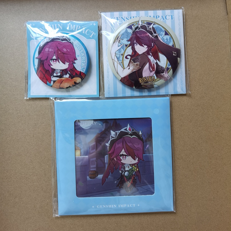 Mihoyo Official Genshin Impact Merchandise: Rosalia Merchandise, Rosalia Badge, Rosalia Color Paper