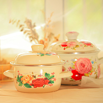 Exported Japanese thickened enamel enamel pot large capacity 202226cm gas universal household double ear saucepan soup pot