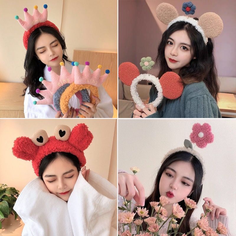 2020 new rabbit ears cute hair journey headband hairclip female wash hair band Red broadside pressure by simple headband