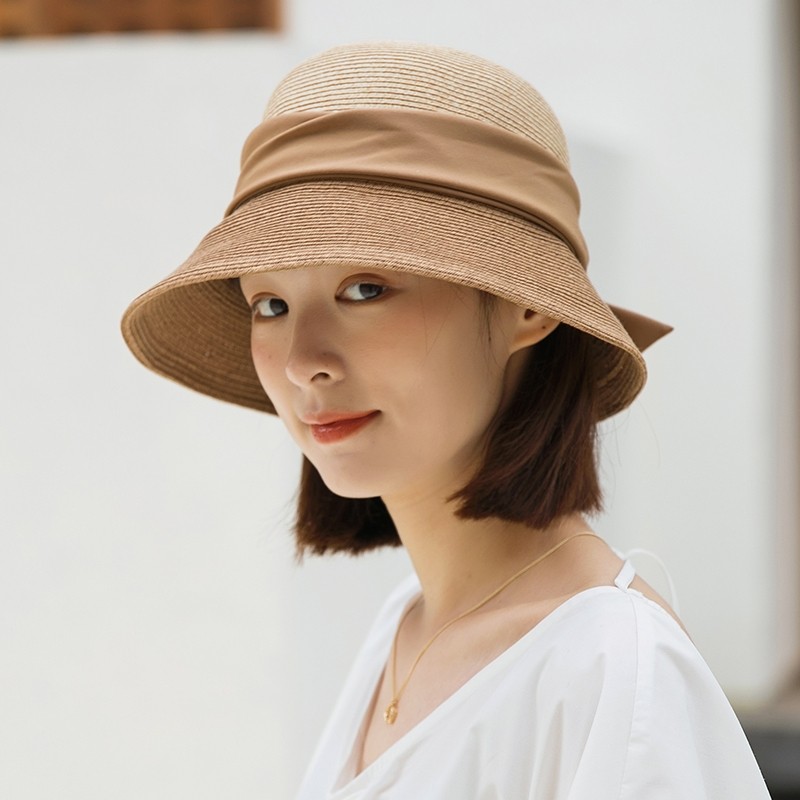 France 2021 straw hat female summer sun hat Japanese wild travel sunscreen fisherman hat Sun hat foldable