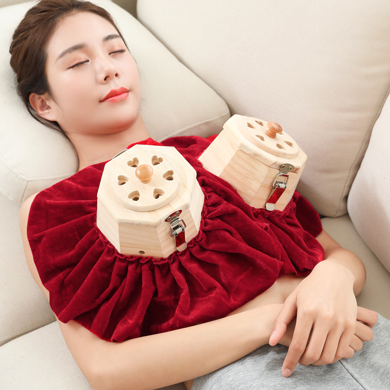 Moxibustion box wooden portable moxibustion household moxibustion tools new whole body general chest and abdomen beauty salon dedicated