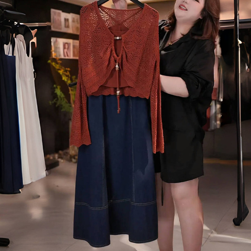 Casual Style Hollow-Out Knitted Cover-Up Vest and Skirt Set for Women, 2026 Spring and Autumn New Slim-Fit Super Stylish Three-Piece Set