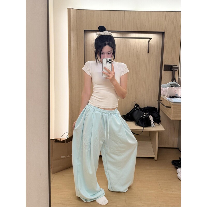 Original LAOSHU Summer American-Style Rhinestone Letter Loose Jazz Pants Hot Girl Dance Sweatpants Jazz Sports Pants Original LAOSHU Summer American-Style Rhinestone Letter Loose Jazz Pants Hot Girl Dance Sweatpants Jazz Sports Pants