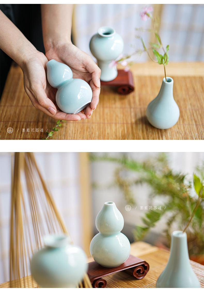 Màu xanh lá cây nhỏ bình hoa mini cắm hoa chậu hoa Zen phong cách Trung Quốc phòng khách Nhật Bản trang trí cá tính sáng tạo ba trong một - Vase / Bồn hoa & Kệ chậu cây cảnh bằng gốm sứ