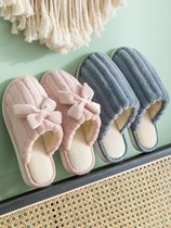 New Couples Home Cotton Slippers Womens Thick Bottom Dormitory Indoor Lunar Shoes Home Autumn Winter Cute Warm Hair Tug