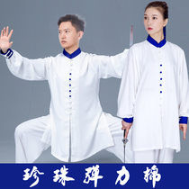 High-end tai chi clothes womens summer new elegant stretch cotton Taijiquan practice clothes thin Chinese style mens long xu