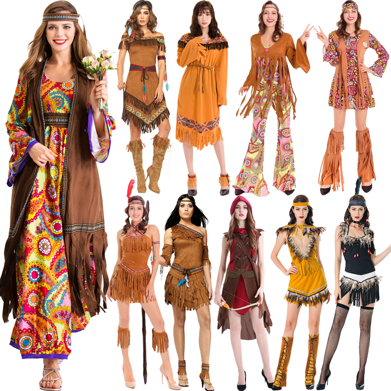 The Halloween Wild People's clothes Wildman tribe Adult Indian Original Clothing Aboriginal Annual Meeting Performance