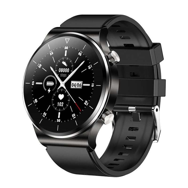 Black Silicone Tapefashion business affairs intelligence Wrist watch motion male Bluetooth conversation listen to the music Round screen Bracelet heart rate blood pressure Blood oxygen monitor waterproof run multi-function apply Android Huawei gt2pro Apple Pedometer