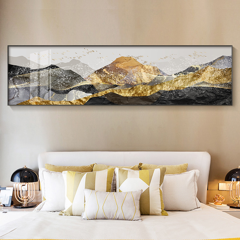 Light luxury bedroom decoration painting atmospheric living room sofa background wall painting modern landscape horizontal version hotel bedside mural