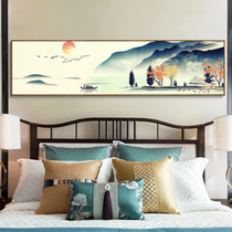 Bedroom bedside decoration painting new Chinese banner landscape hanging painting ink landscape living room background wall Chinese style mural