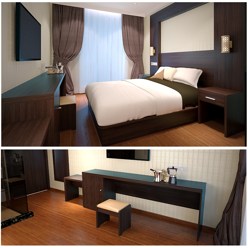 Hotel furniture upgrade, apartment full set of bed, rental room soft pack back bed frame, fast hotel style soft pack bed