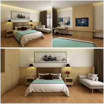 Express hotel furniture Standard room big bed full set of bed and breakfast Apartment rental house Custom one-piece table TV background wall