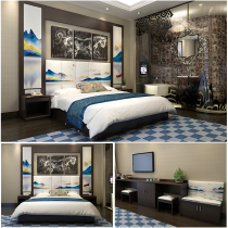 Custom business hotel furniture standard room 1 2 meters full set of high-end hotel rooms 1 8 meters single double bed box soft backrest