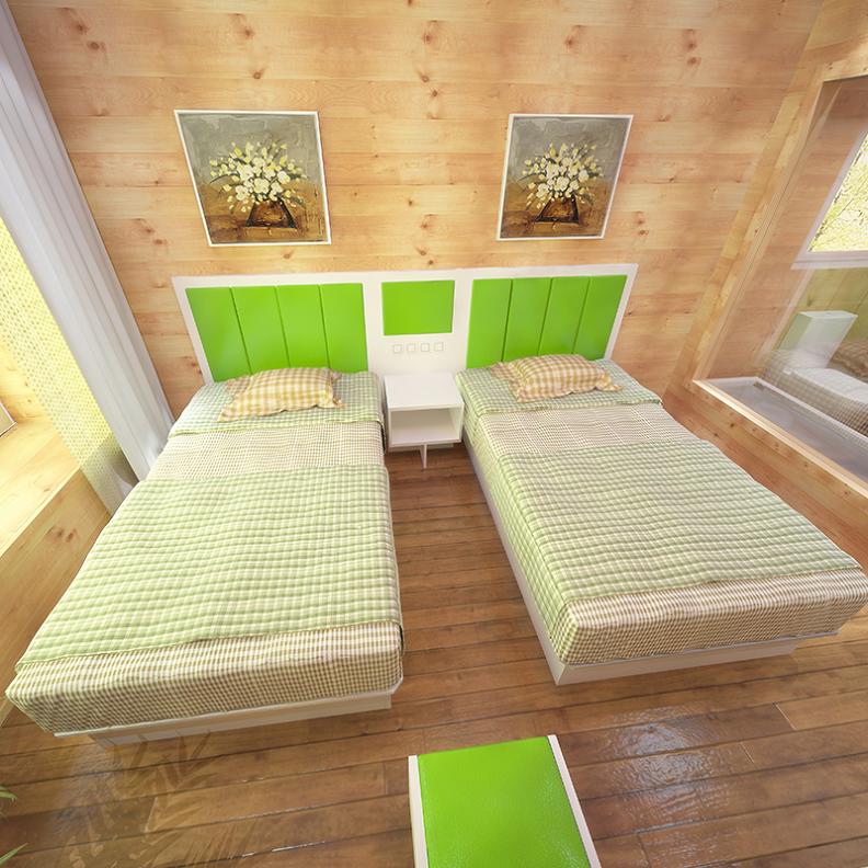 Guest House Hotel Single Apartment Room Bed Furniture Complete custom staff Dormitory Double Single Bed box rack computer desk