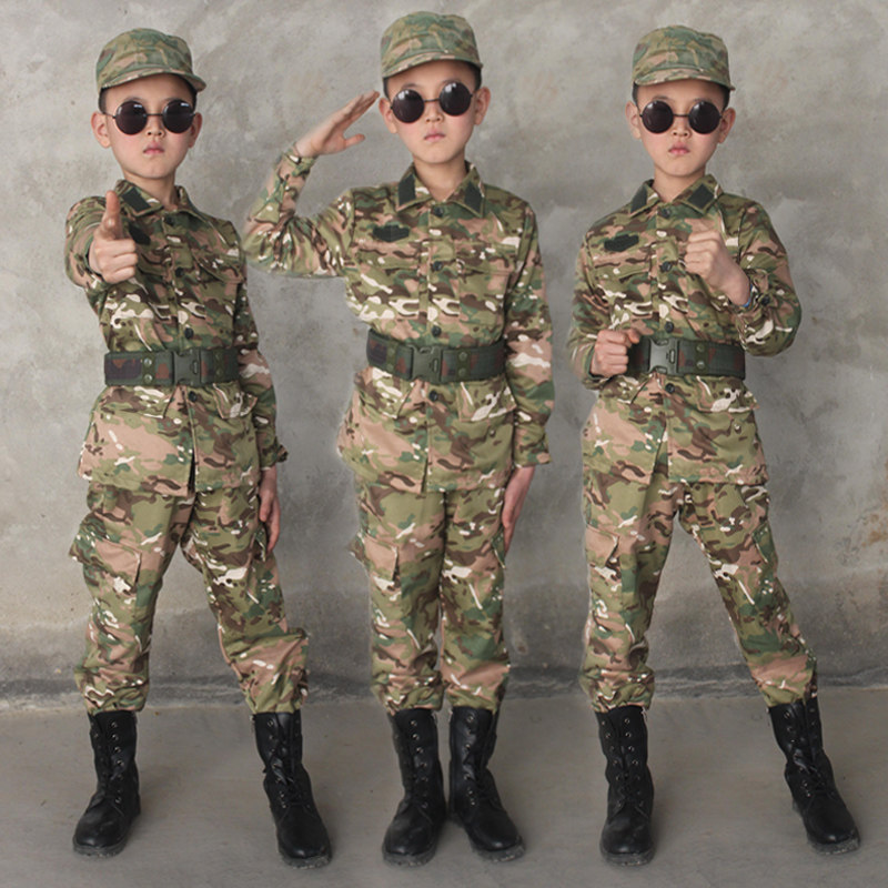 Children's camouflage suit boy costume spring long-sleeved children eat chicken clothing summer camp kindergarten parent-child clothing