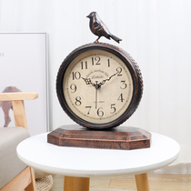 European style retro clock living room old clock ornaments desktop table clock American pendulum clock silent home watch