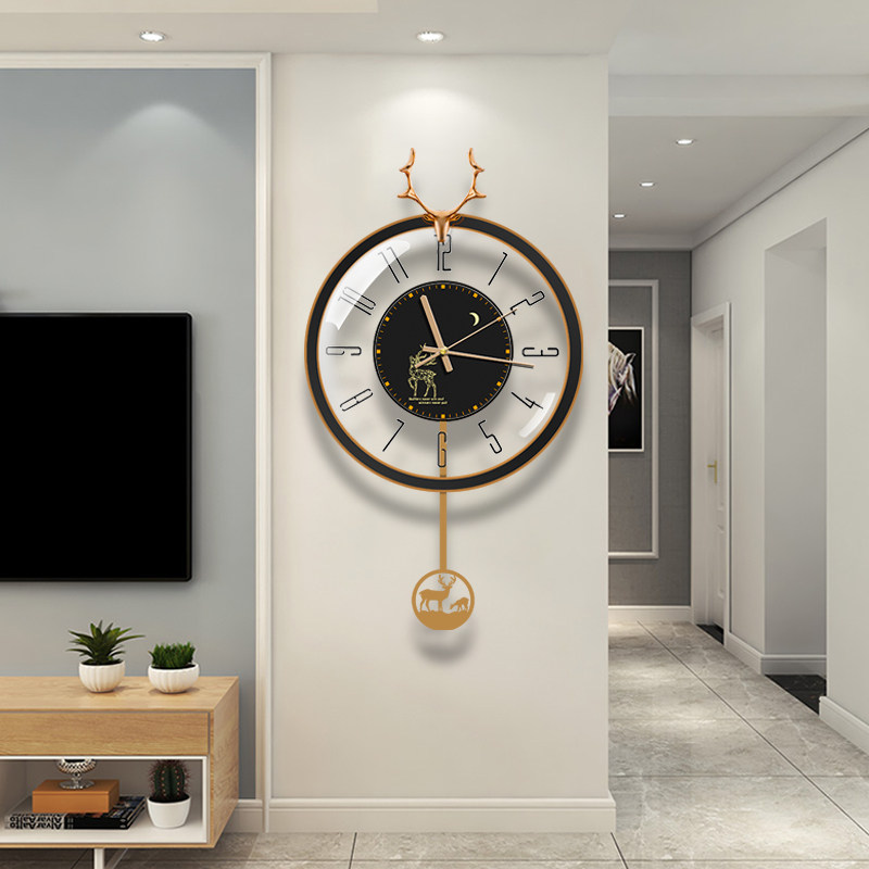 Hanging Clock Living Room Home Fashion 2023 New Atmospheric Clock Creative Modern Minima Perforated to hang up the wall on the clock-Taobao