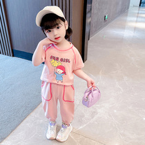 South Korea Girl Short Sleeve Summer Suit Nets Red Ocean Gas 2021 Women Babies Childrens Children Clothes Summer Clothing Two Sets