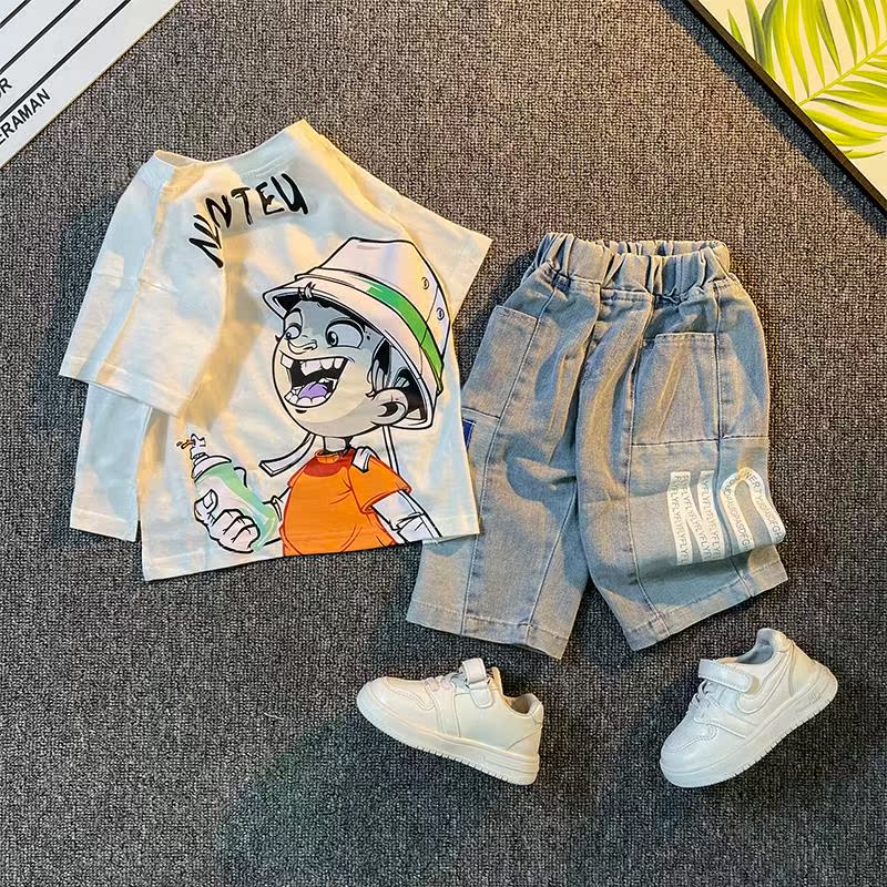 South Korean children suit boy short sleeve suit summer two sets net red clothes trendy handsome and casual summer clothing boy