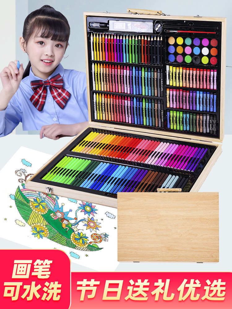 Watercolor pen set color pen Kindergarten painting brush color pen Children primary school 72 color color pen washable watercolor paint brush beginner crayon hand-painted students with birthday gifts