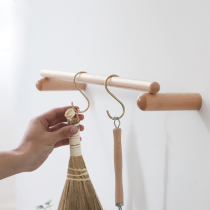 Solid wood kitchen adhesive hook hanger Wall wooden creative towel rack Wall Wall porch multifunctional storage