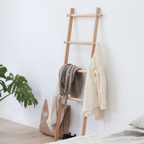 Nordic solid wood floor landing ladder Wood creative coat rack simple wall bathroom bedroom towel bar hanger hanger