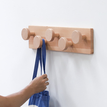 Nordic solid wood adhesive hook wall hanging clothes hook wall hanging door decorative wooden Japanese coat hook