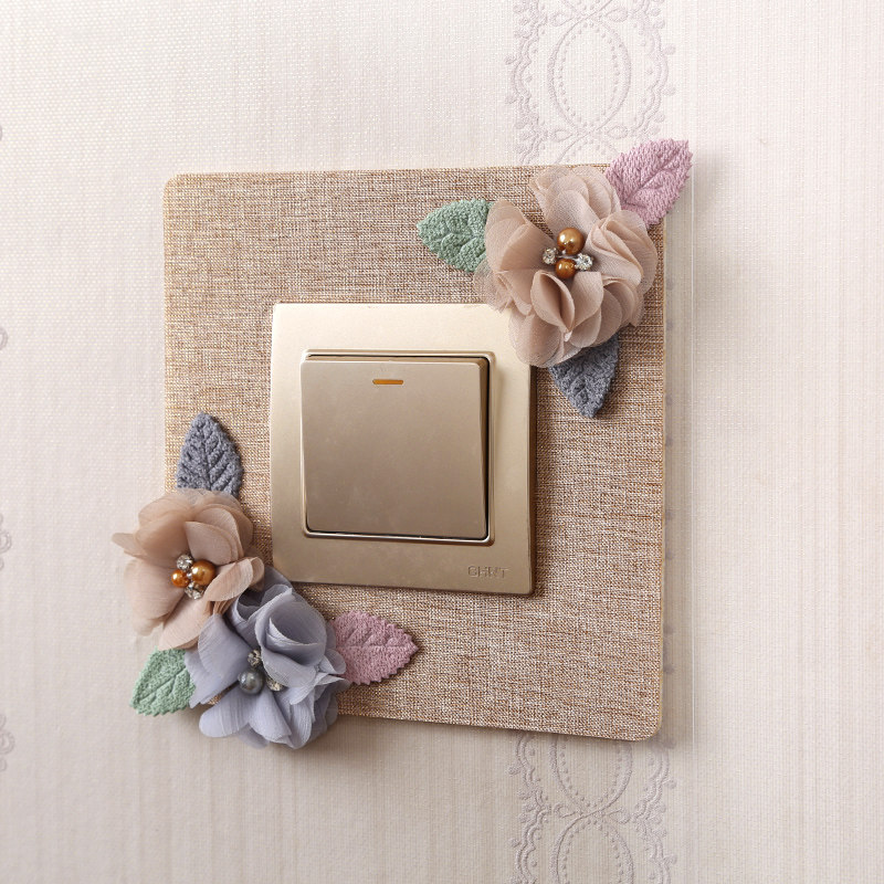 Switch protective cover Switch socket wall stickers Household cloth lace decorative cover Switch cover European creative simplicity