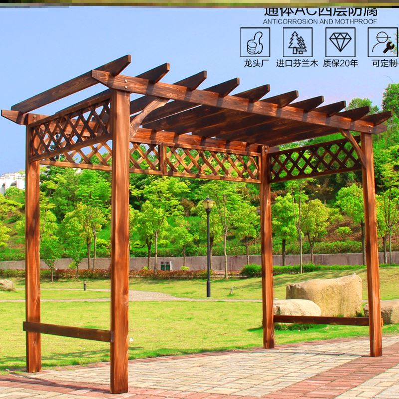 Outdoor vineyard Courtyard Embalming Wood Climbing Vines Rack Wooden Porch Shelf Flower Racks Leisure Awning Garden Pavilions Terrace