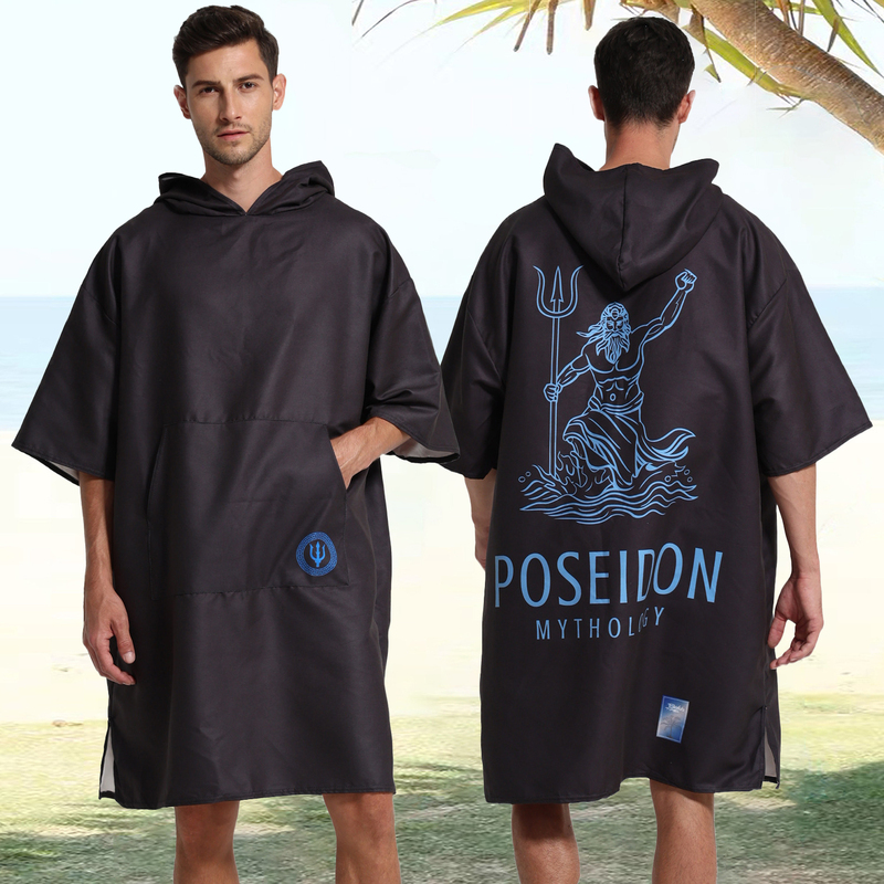 Cross-Border Printed Quick-Drying Swimming Bathrobe Adult Hooded Bath Towel Wrap Portable Hot Spring Beach Cape Summer Thin Style