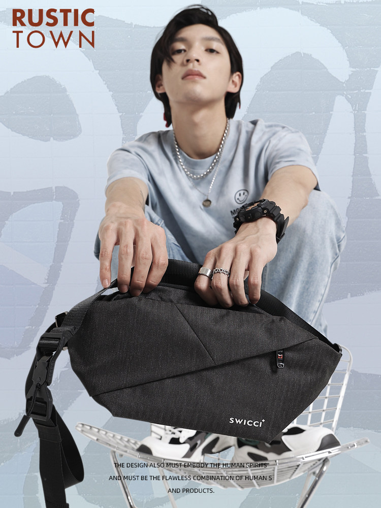 Rustic town chest bag men's sports waist bag functional bag multi-functional large-capacity casual shoulder messenger bag