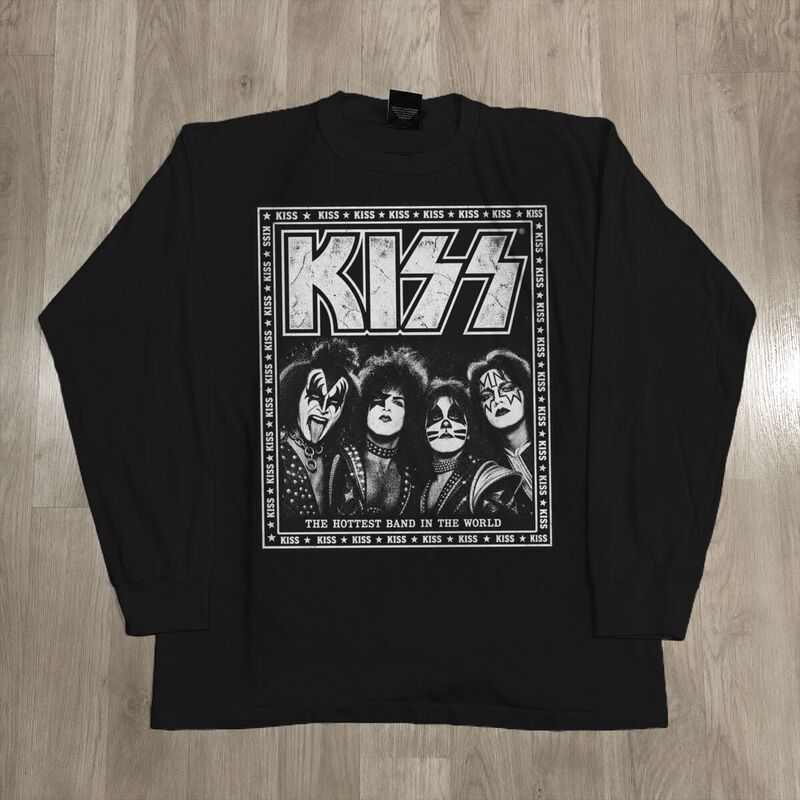 Kiss Rock Band American-Style Oversize Pure Cotton Long-Sleeved T-Shirt Direct-Print Trendy Top