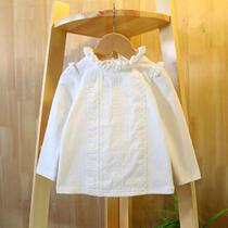 95% cotton autumn and winter thin stand collar 1-3-6 years old girls clothing long sleeve T-shirt plus Velvet Baby Baby base shirt lapel