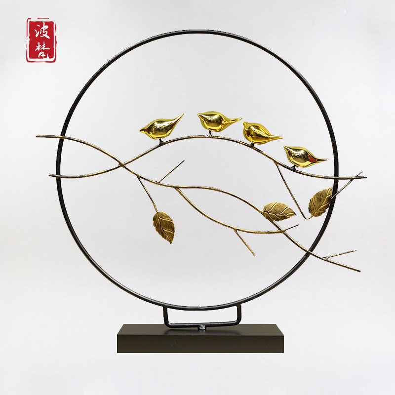 New Chinese Style Door Hall Decoration Swing Accessories Living-room Xuanguan Cabinet Iron Art Furnishing Plated Small Bird Craft Gift Pendulum Decorated with Decent Board Room Soft