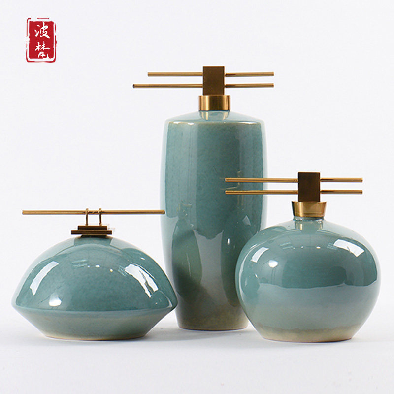 New Chinese-style living room decorations, home accessories, light luxury ceramic storage tanks, porch TV cabinets, creative side view table decorations