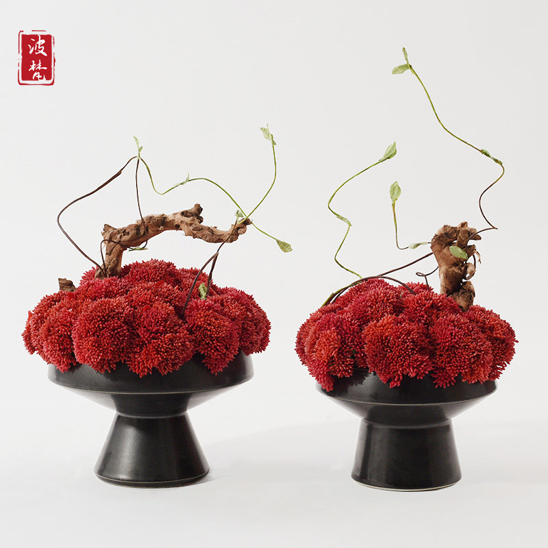 Modern Chinese Living Room Dining Room Table Emulation Floral Potted Book Room Tea Side A Few Meetings Negotiation Table Red Bonsai Pendulum