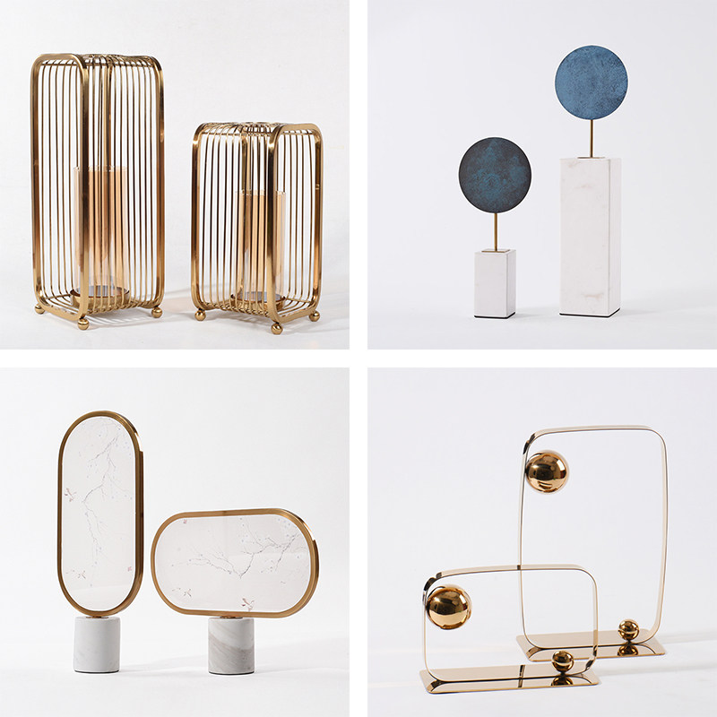 Nordic Light Extravaganza Postmodern Decent Inter-Board Soft-Mounted Artwork Wine Cabinet Tea Table TV Cabinet Metal Home Accessories