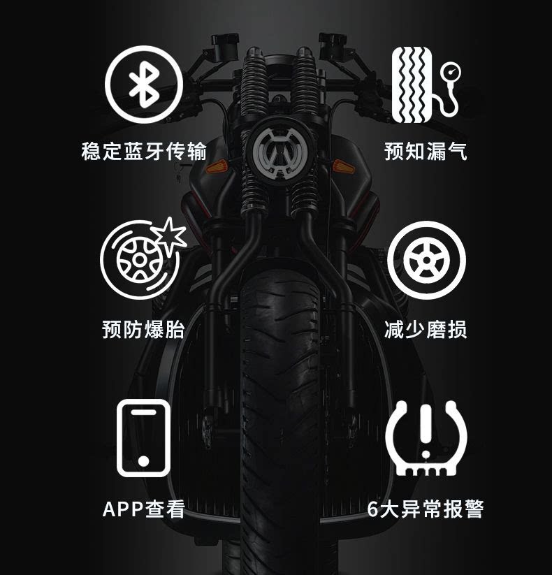 Car and Motorcycle Tire Pressure Monitor, External High-Precision Mobile Phone Bluetooth Wireless Transmission Tire Pressure Detector for Cycling