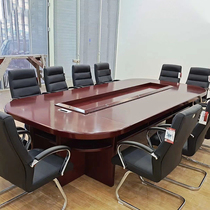 Conference room multi-person large conference table paint simple modern Oval meeting training long table Table Table and Chair combination
