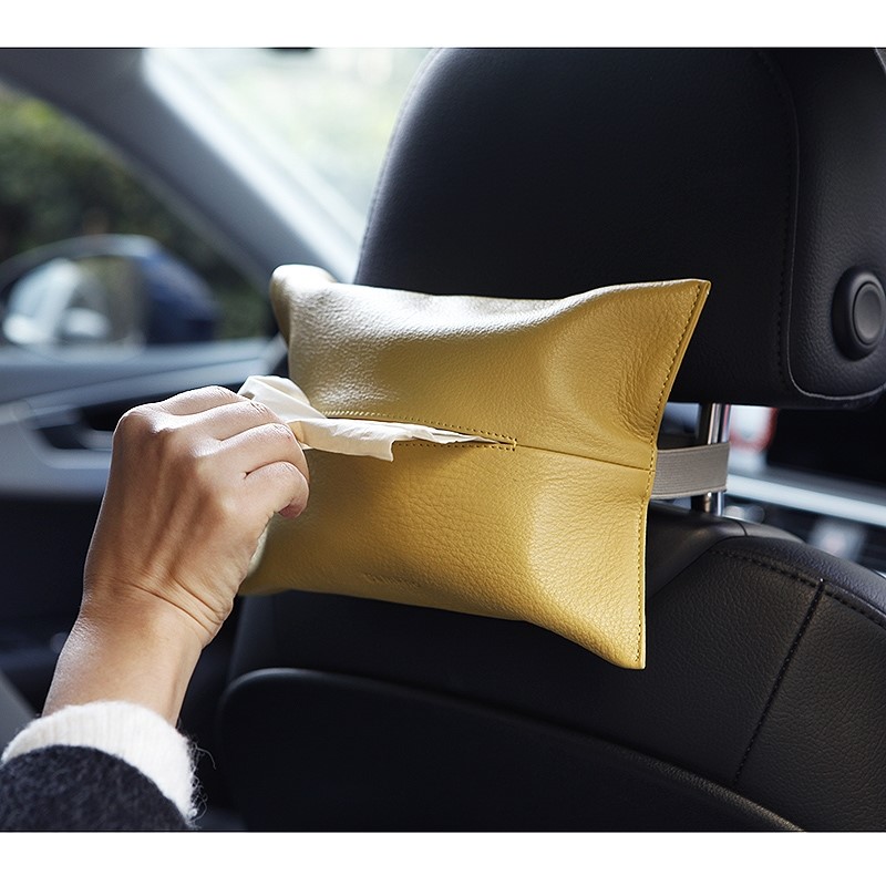 Light and luxurious leather tissue box Cow Leather Extraction Style Toilet Paper Containing car Toilet Paper Bag Creative Seat Strap Refinement