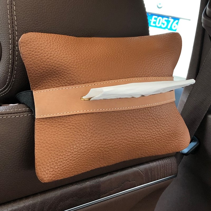 High-grade leather tissue box car toilet paper box hanging car armrest box tissue bag car light luxury car supplies