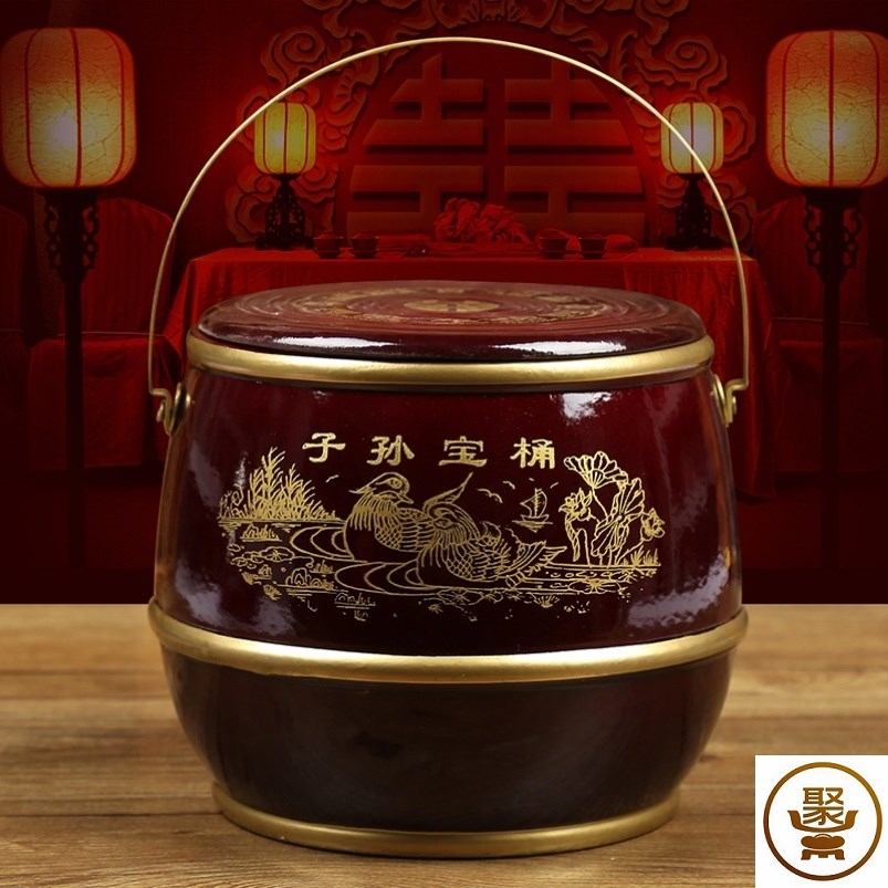 Wedding urine bucket marriage custom traditional dowry universal wooden adult gift natal jewelry big red wedding toilet hi