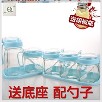 Синий 1 масляный горшок+4 приправа банки+2 базы