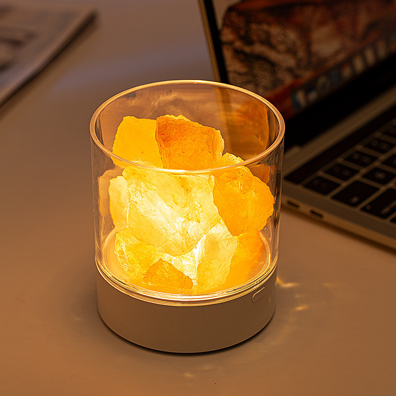 Himalayan crystal salt ore table lamp incense small night light bedroom headboard decorated with eye-protecting companion sleep expanded and fragrant stone