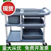 Restaurant hotel food delivery truck bowl collection truck thickened three-layer plastic l serving truck hotel cleaning truck stall truck commercial