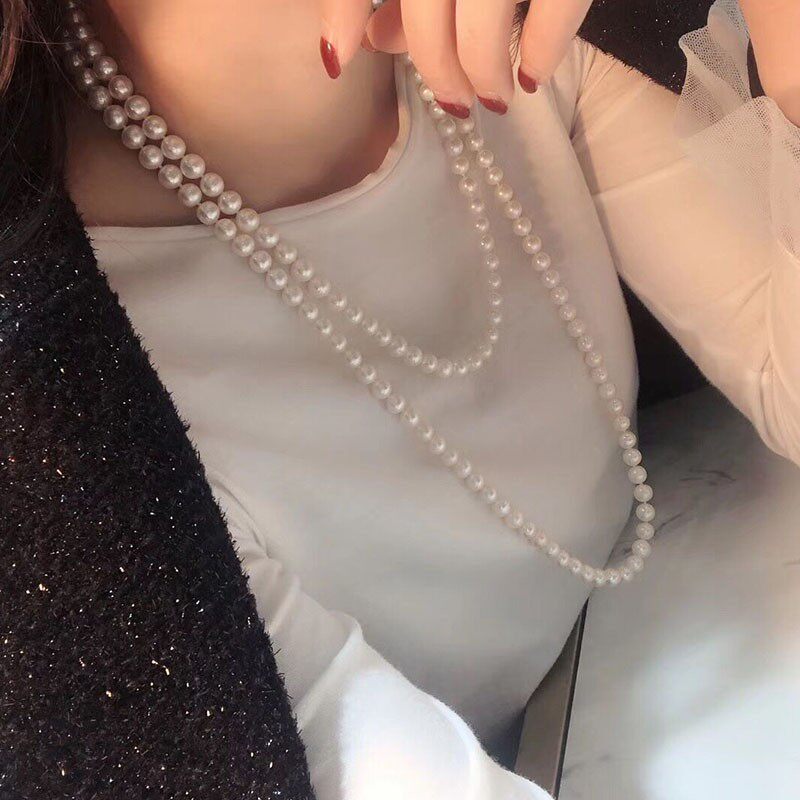 2022 Autumn and Winter New Natural Freshwater Pearl Sweater Chain Long Section Versatile Simple Fashion Feminine Pearl Necklace