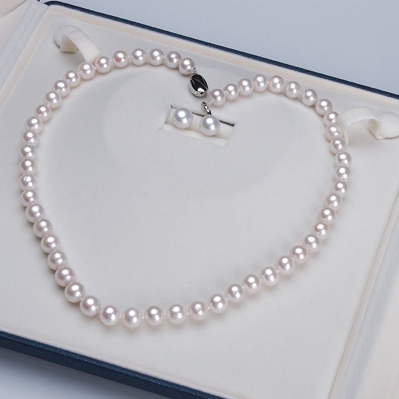 Freshwater Pearl Necklace S925 silver Zhengyuan Round light 9-10mm Mom chain string Pearl Mother's Day to send in mother-in-law