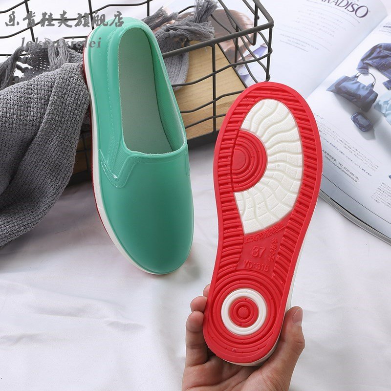 Rain Shoes Low help Short Shallow Mouth Rubber Shoes Rain Wear Flat Bottom Anti Slip Lady Large Size Fashion Thickened Water Shoe Trip